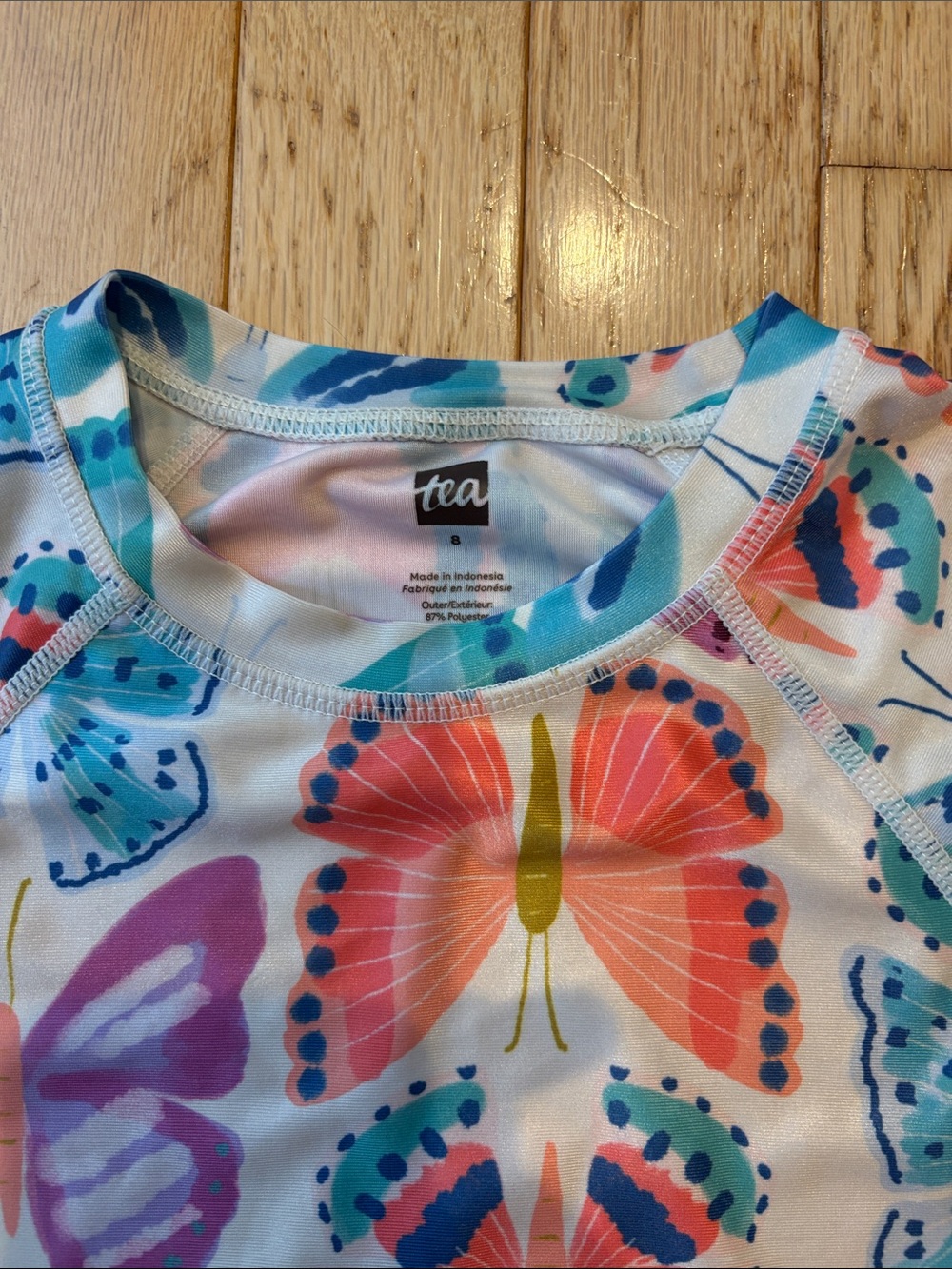 Tea Collection Kids Butterfly Print Short Sleeve Tee - Multicolor-swim shirt - Picture 2 of 3